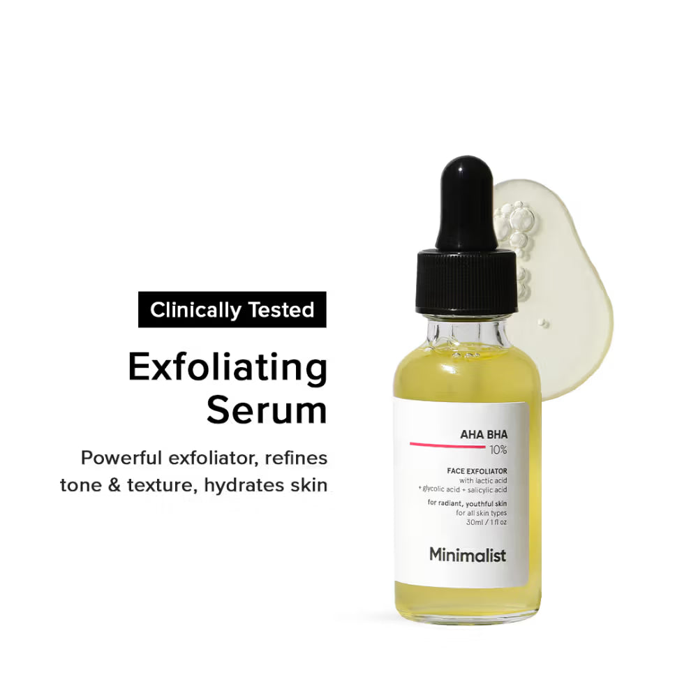 Minimalist 10% AHA BHA Exfoliator With Hyaluronic Acid For Even Tone & Texture (30ml)