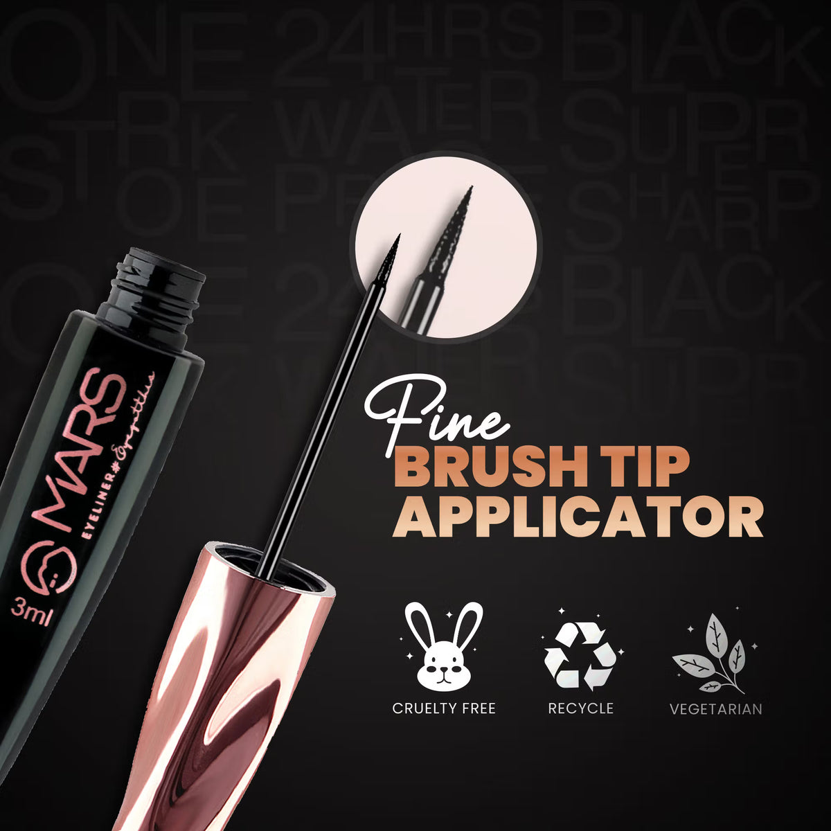 MARS Glossy Liquid Eyeliner - Black (7ml)