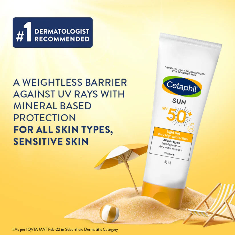 Cetaphil Sun SPF 50+ Light Gel Very High Protection Mineral Base for All Skin Types, Sensitive Skin (50ml)