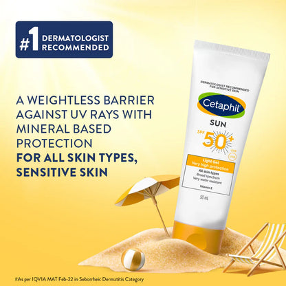 Cetaphil Sun SPF 50+ Light Gel Very High Protection Mineral Base for All Skin Types, Sensitive Skin (50ml)