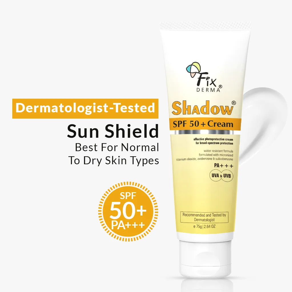 Fix Derma Shadow Sunscreen SPF 50 + Cream | Broad-Spectrum SPF 50+ Protection for Dry Skin (75g).
