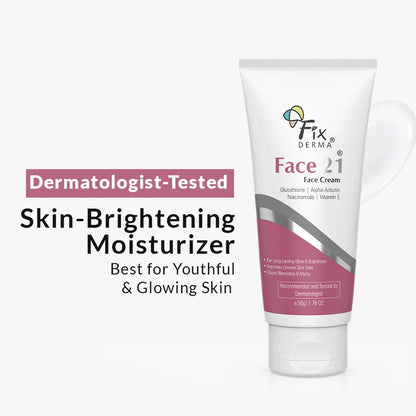 Fix Derma  Face 21 Cream | Skin-Brightening Moisturizer for Dry Skin(50g)