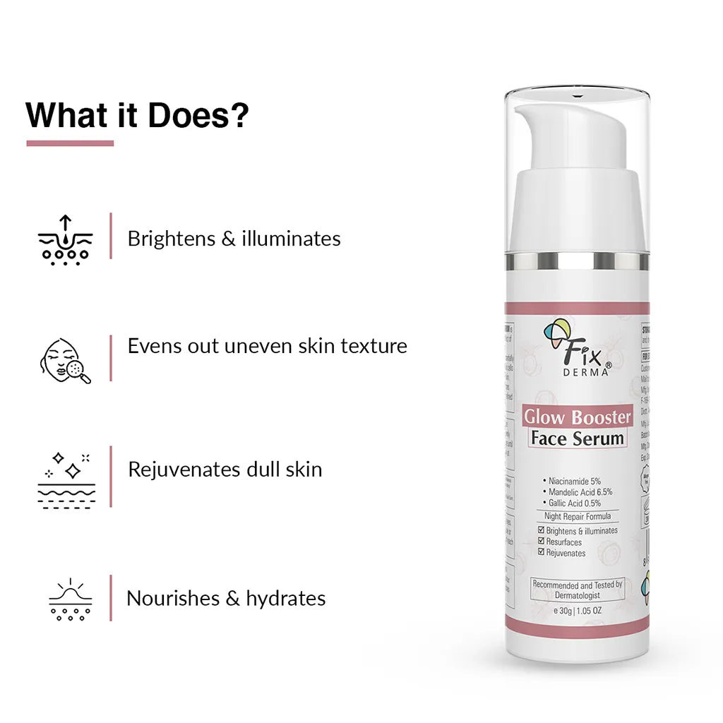 Fix Derma Glow Booster Face Serum | Skin Brightening Face Serum For Dull & Tired skin(30g).
