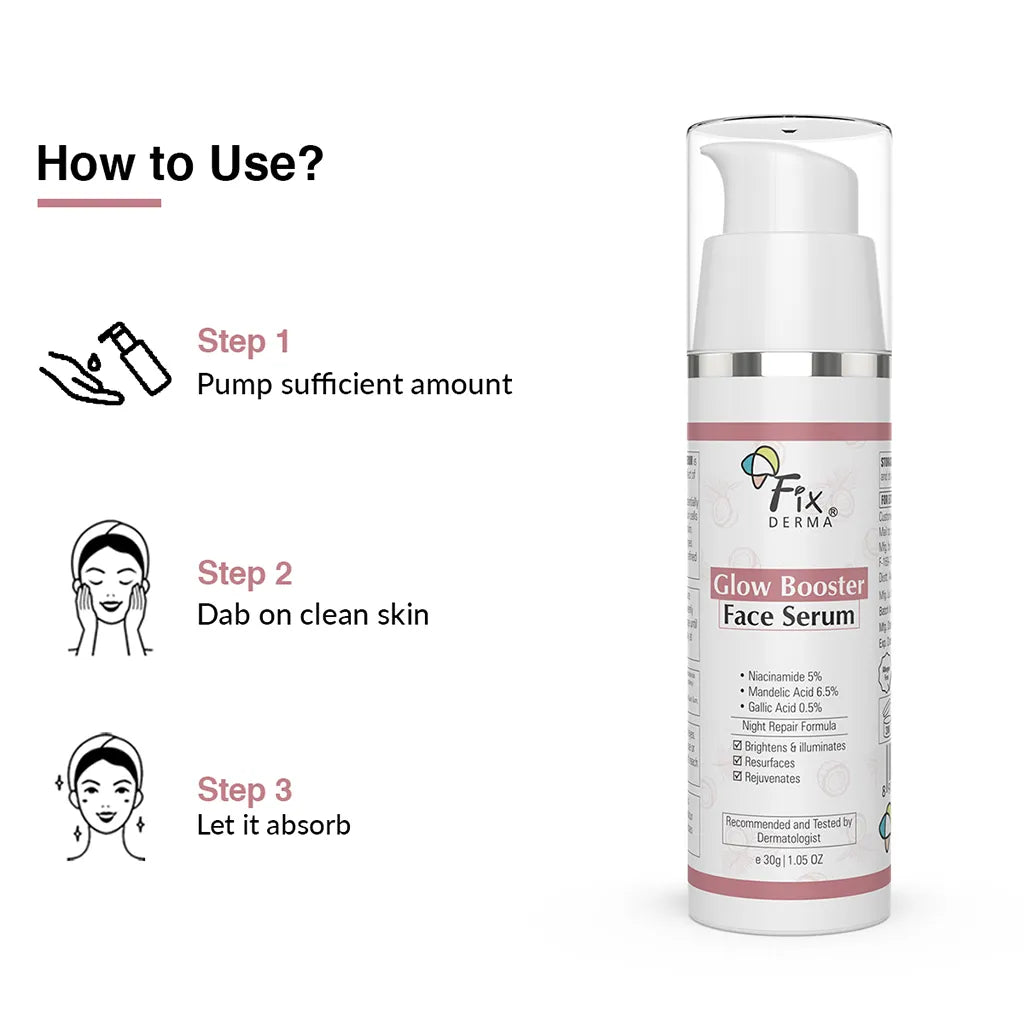 Fix Derma Glow Booster Face Serum | Skin Brightening Face Serum For Dull & Tired skin(30g).