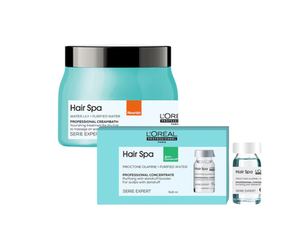 L'Oréal Professionnel Hair Spa Deep Nourishing Creambath (490 g) & Anti- Dandruff Purifying Concentrate 8ML Combo