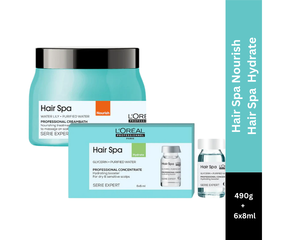 L'Oréal Professionnel Hair Spa Deep Nourishing Creambath (490 g) & Hydrating Concentrate 6x8ml Combo