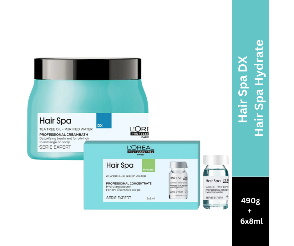 L'oreal Professionnel DX Hair Spa Creambath (490 g) & Hydrating Concentrate 6x8ml Combo