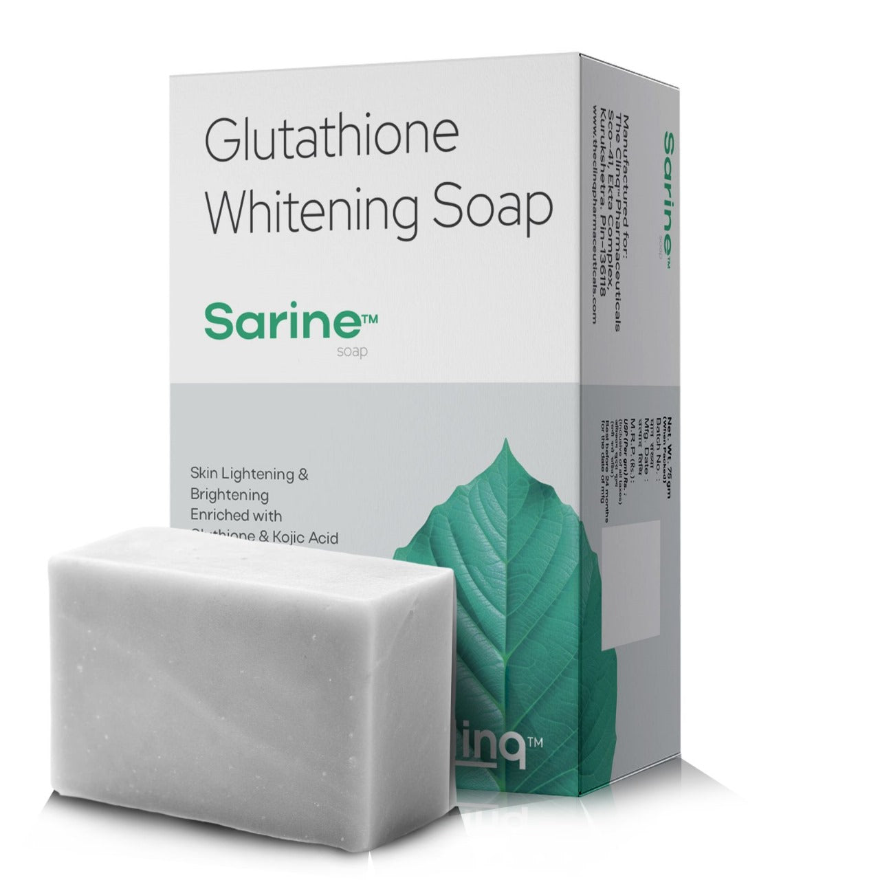 Clinq™ Sarine Glutathione Whitening Soap – Skin Lightening & Brightening with Kojic Acid (75g)