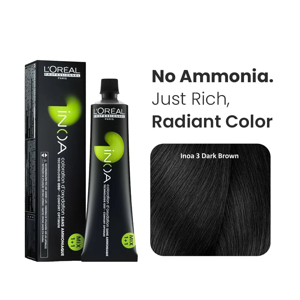 L’oreal Professionnel INOA Ammonia-free Permanent Hair Color –3 Tube (Dark Brown) 60G