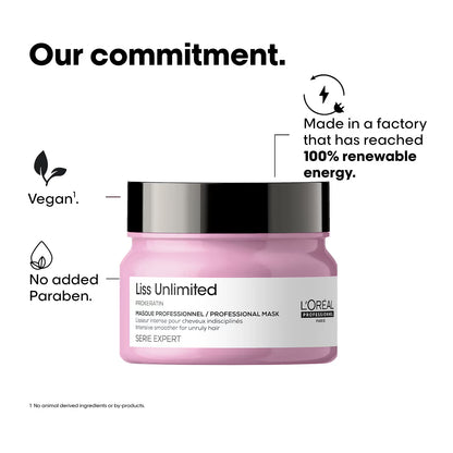 L'OREAL PROFESSIONNEL Liss Unlimited Mask for Frizzy & Unruly Hair  With Pro-Keratin .(250 ml)