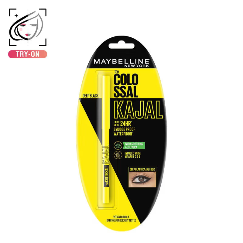 Maybelline New York The Colossal Kajal, Smudgeproof & Waterproof Lasts Up To 24H - Deep Black (0.35 g)