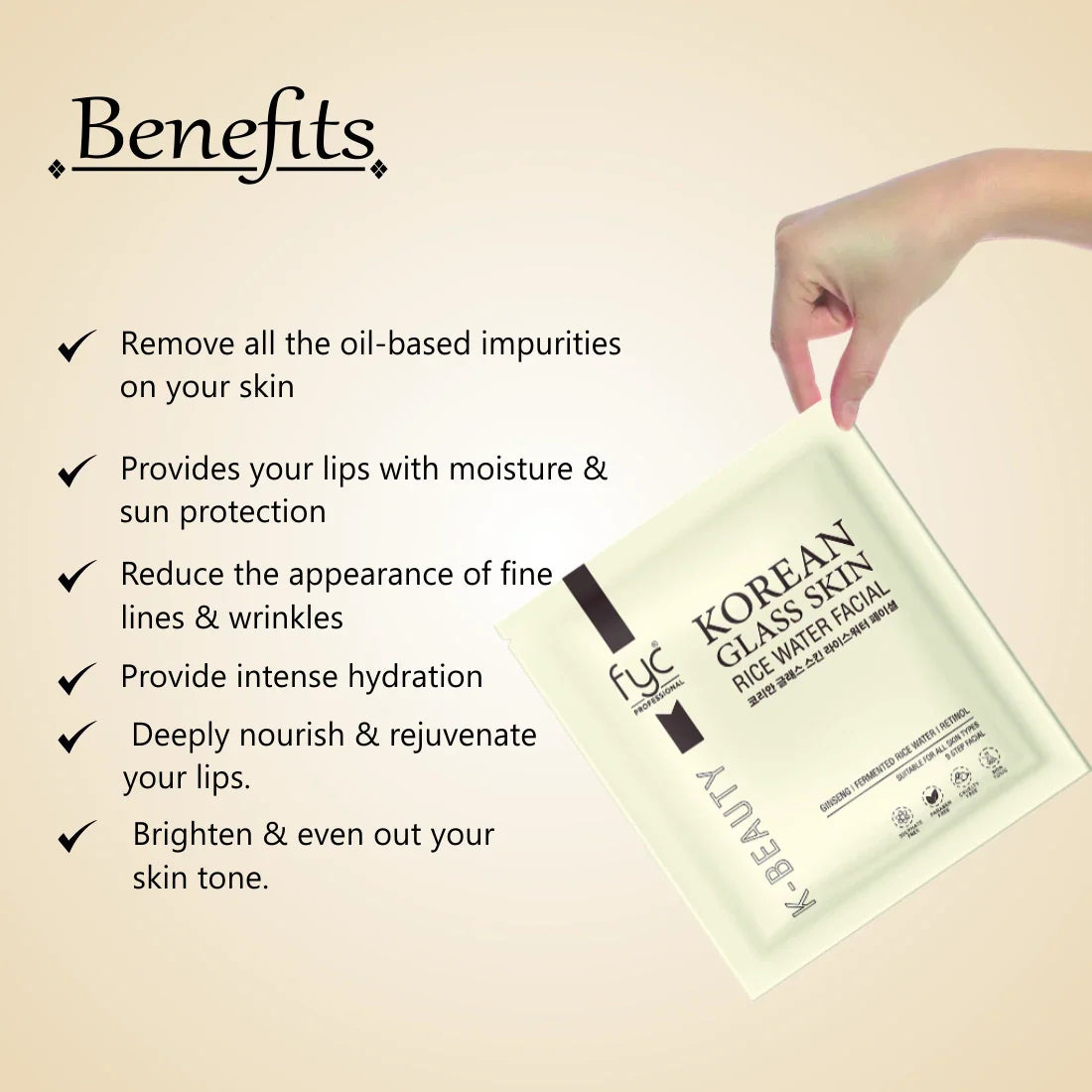 FYC PROFESSIONAL  Korean Glass Skin Rice Water Facial Kit - 5 Pouch