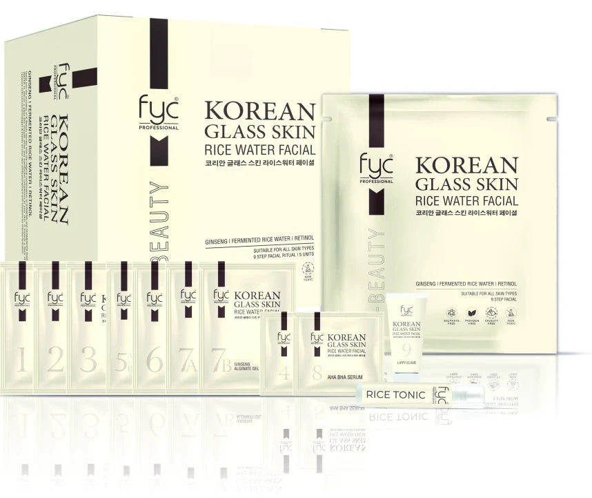 FYC PROFESSIONAL  Korean Glass Skin Rice Water Facial Kit - 5 Pouch