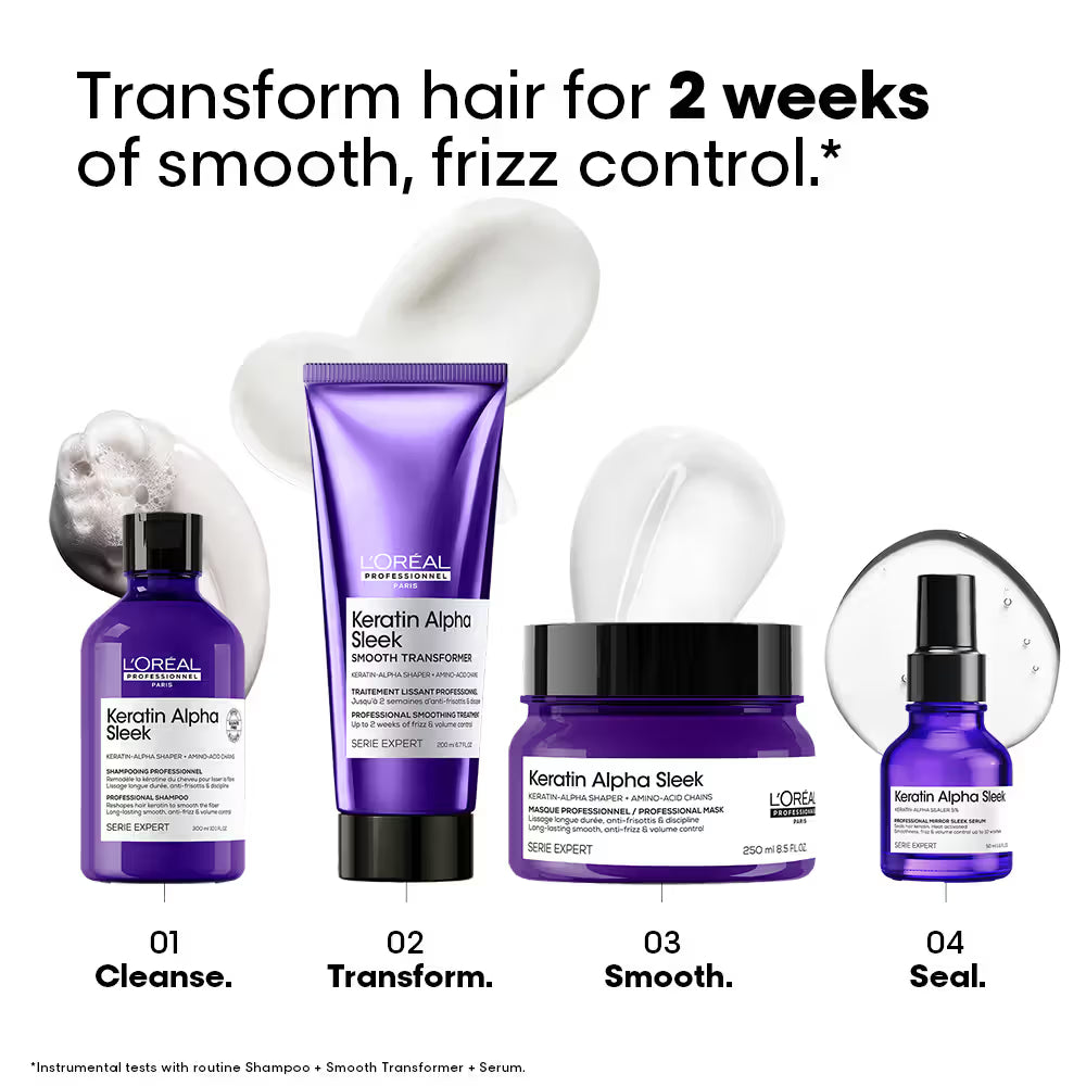L'Oréal Professionnel Keratin Alpha Sleek Shampoo, Frizz Control and Smoothness for Frizzy Hair (300ml)