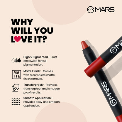 MARS Matte Lip Crayon | Won't Smudge Won't Budge (3.5g)