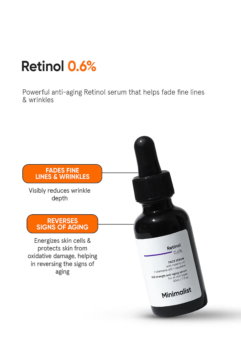 Minimalist 0.6% Retinol Anti Aging Mid-Strength Formula For Fine Lines & Wrinkles (30ml)