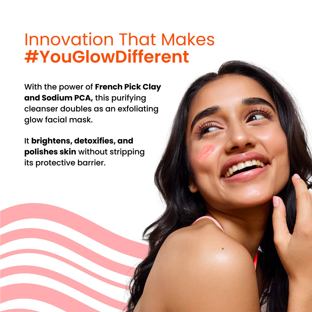 Foxtale Purify & Glow Cleanser + Mask With French Pink Clay & Sodium (100ml)