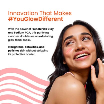 Foxtale Purify & Glow Cleanser + Mask With French Pink Clay & Sodium (100ml)