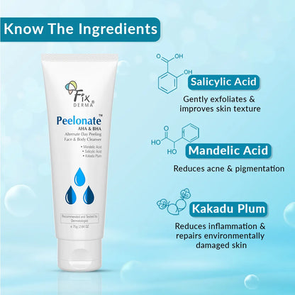 Fix Derma Peelonate AHA & BHA | AHA & BHA Powered Skin Exfoliator on Alternate Days(75g)