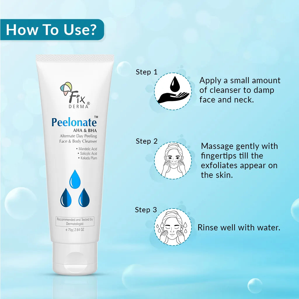 Fix Derma Peelonate AHA & BHA | AHA & BHA Powered Skin Exfoliator on Alternate Days(75g)
