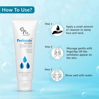 Fix Derma Peelonate AHA & BHA | AHA & BHA Powered Skin Exfoliator on Alternate Days(75g)