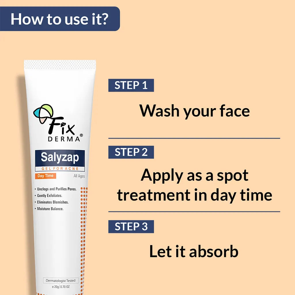 Fix Derma  Salyzap Day Time Gel  | A Step-Ahead Formulation for Acne-Prone Skin(20g)