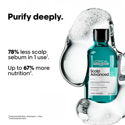 L'OREAL PROFESSIONNEL Scalp Advanced Anti-Oiliness Dermo-Purifier Shampoo (300 ml) for Oily Scalps
