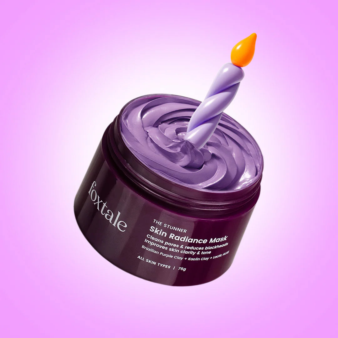 Foxtale De-Tan Skin Radiance Mask, With Lactic Acid, Brazilian Purple Clay & Kaolin Clay (75g)