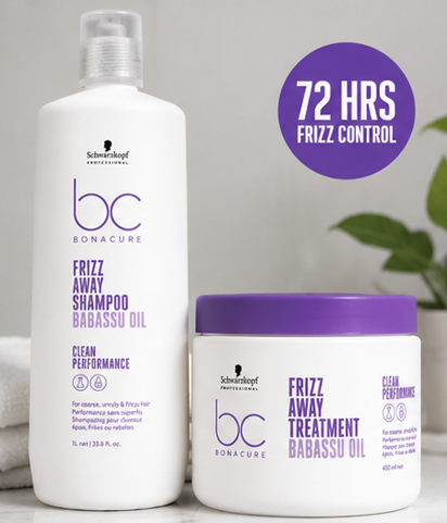 Schwarzkopf Professional Bonacure Frizz Away Shampoo(1000ml) & Treatment Mask (450ml) Combo