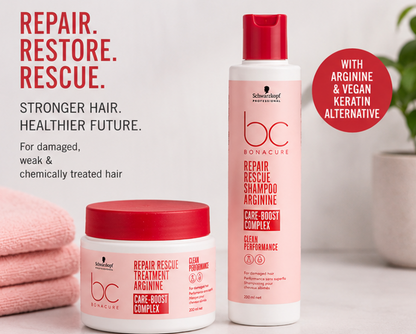 Schwarzkopf Professional Bonacure Repair Rescue Shampoo with Arginine (250 ml) & Treatment Mask (200ml) Combo