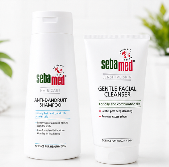 Sebamed Anti Dandruff Shampoo (200ml) & Gentle Facial Cleanser (150 ml) Combo
