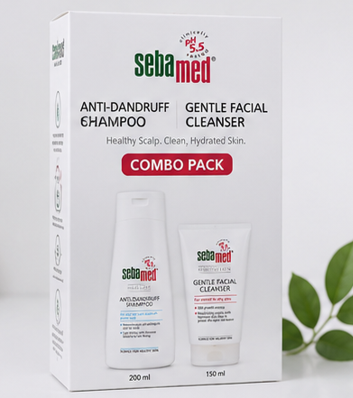 Sebamed Anti Dandruff Shampoo (200ml) & Gentle Facial Cleanser for Normal to Dry Skin (150ml) Combo