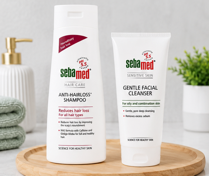 Sebamed Anti Hairloss Shampoo (200ml) & Gentle Facial Cleanser (150 ml) Combo