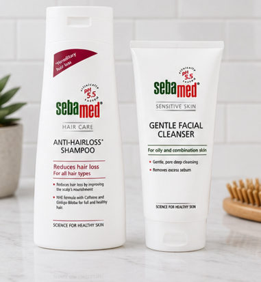 Sebamed Anti Hairloss Shampoo (200ml) & Gentle Facial Cleanser (150 ml) Combo