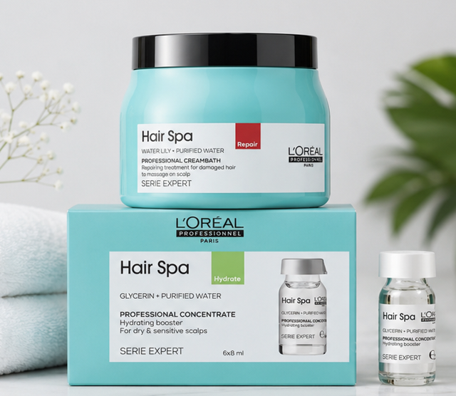 L’Oreal Professionnel Hair Spa Repair Cream bath (490gm) & Hydrating Concentrate 6x8ml