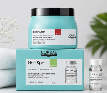 L’Oreal Professionnel Hair Spa Repair Cream bath (490gm) & Hydrating Concentrate 6x8ml