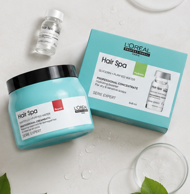 L’Oreal Professionnel Hair Spa Repair Cream bath (490gm) & Hydrating Concentrate 6x8ml
