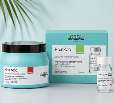 L’Oreal Professionnel Hair Spa Repair Cream bath (490gm) & Hydrating Concentrate 6x8ml