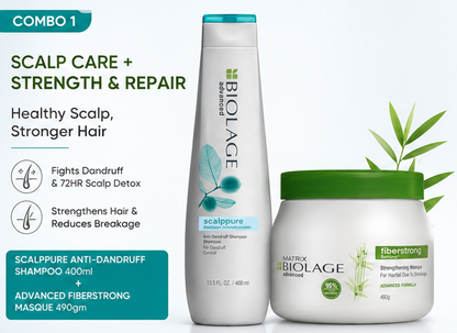 BIOLAGE SCALPPURE Anti-Dandruff Shampoo(400ml) & Advanced Fiberstrong Masque (490gm)