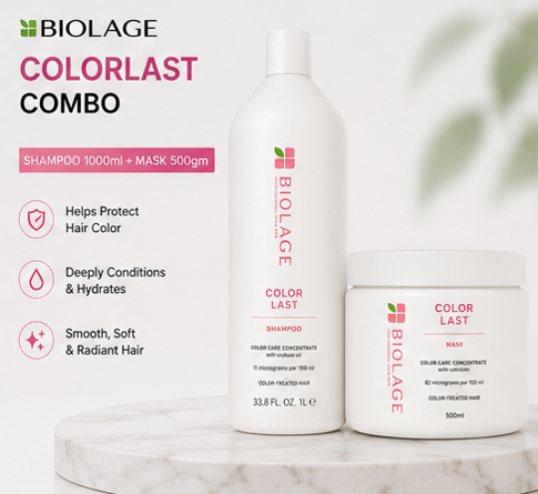 Biolage Colorlast Professional Shampoo (1000ml) & Mask For Color-Treated Hair (500gm) Combo