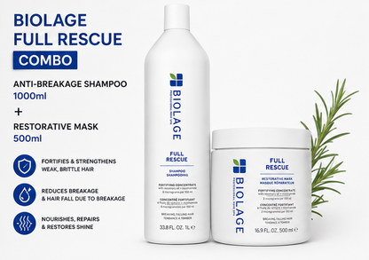 Biolage Full Rescue Anti-Breakage Shampoo(1000ml) & Restorative Mask (500ml) Combo