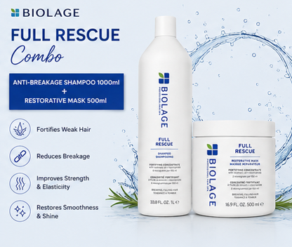 Biolage Full Rescue Anti-Breakage Shampoo(1000ml) & Restorative Mask (500ml) Combo