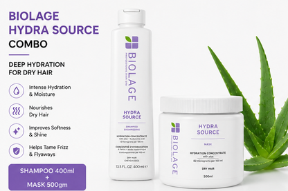BIOLAGE Hydra Source Shampoo (400ml) & Hydrating Mask for Dry Hair (500gm) Combo