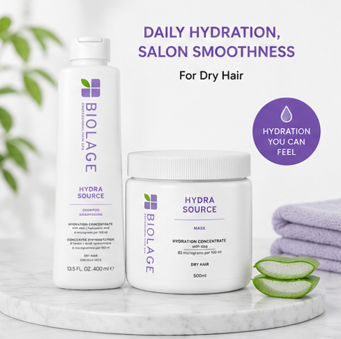 BIOLAGE Hydra Source Shampoo (400ml) & Hydrating Mask for Dry Hair (500gm) Combo