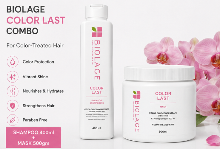BIOLAGE Color Last Shampoo (400ml) & Mask For Color-Treated Hair (500gm) Combo