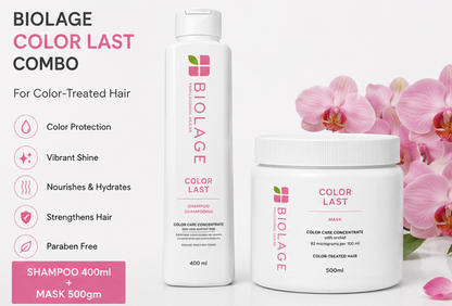BIOLAGE Color Last Shampoo (400ml) & Mask For Color-Treated Hair (500gm) Combo