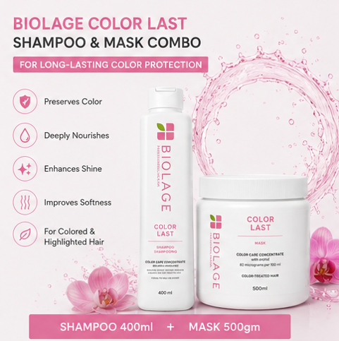 BIOLAGE Color Last Shampoo (400ml) & Mask For Color-Treated Hair (500gm) Combo