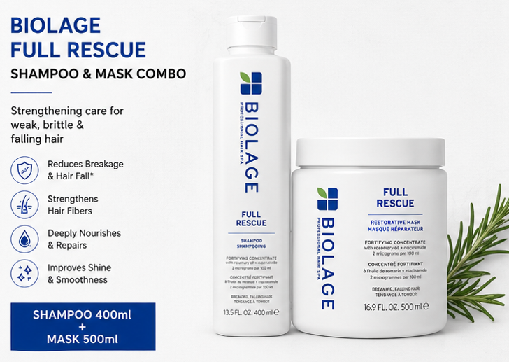 BIOLAGE Full Rescue Shampoo (400ml) & Restorative Mask (500ml) Combo