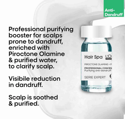 L'Oreal Professionnel Paris Hair Spa Repair Creambath, 490g and Purifying Concentrate Anti-Dandruff, 6x8ml – Combo