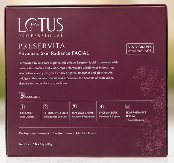 Lotus Professional Preservita Advanced 5 Session Skin Radiance Facial Kit- (16g Each)